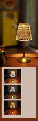 GobekUsa Crystal retro table lamp  bedroom bedside lamp luxurious atmosphere lamp rechargeable dimming LED light