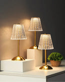 GobekUsa Crystal retro table lamp  bedroom bedside lamp luxurious atmosphere lamp rechargeable dimming LED light