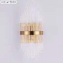 GobekUsa Crystal Rod Wall Sconce in Gold - Elegant Dual Bulb Lighting for Living Room Walls