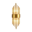 GobekUsa Crystal Rod Wall Sconce in Gold - Elegant Dual Bulb Lighting for Living Room Walls
