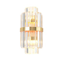 GobekUsa Crystal Rod Wall Sconce in Gold - Elegant Dual Bulb Lighting for Living Room Walls