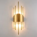 GobekUsa Crystal Rod Wall Sconce in Gold - Elegant Dual Bulb Lighting for Living Room Walls