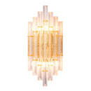 GobekUsa Crystal Rod Wall Sconce in Gold - Elegant Dual Bulb Lighting for Living Room Walls
