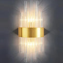 GobekUsa Crystal Rod Wall Sconce in Gold - Elegant Dual Bulb Lighting for Living Room Walls