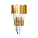 GobekUsa Crystal Rod Wall Sconce in Gold - Elegant Dual Bulb Lighting for Living Room Walls