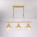 GobekUsa Crystal Teardrop Island Pendant Light with Gold Cylinder and 3 Heads
