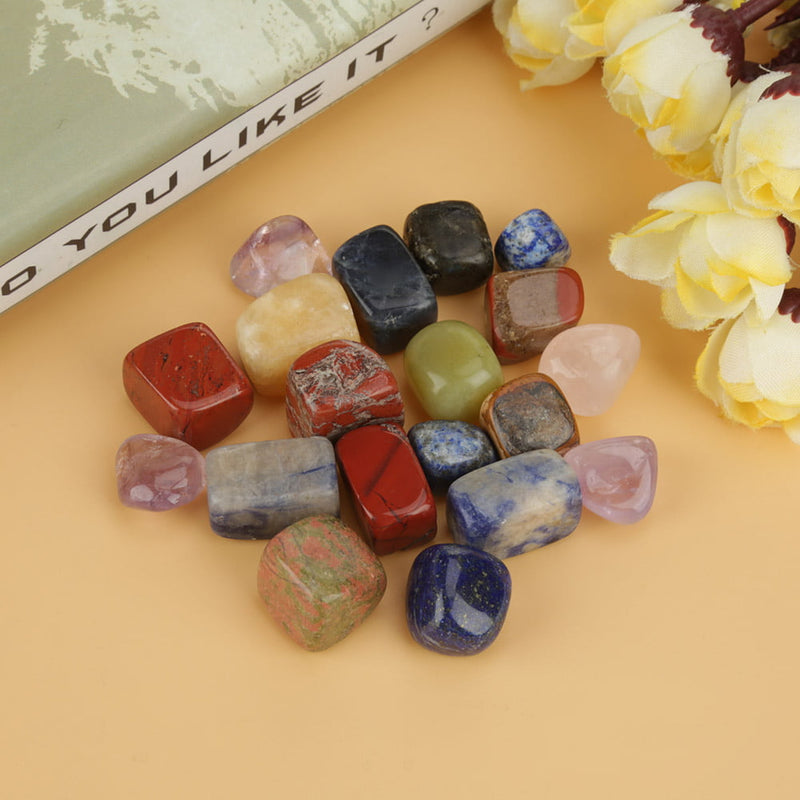Tumbled Gemstones Polished Square Gemstone 1lb Mixed Chakra Natural Crystal Quartz Rock Lucky Healing Stones, photo 5 of 10