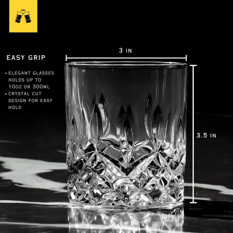 Crystal Cut Old Fashioned Whiskey Glasses (10oz)