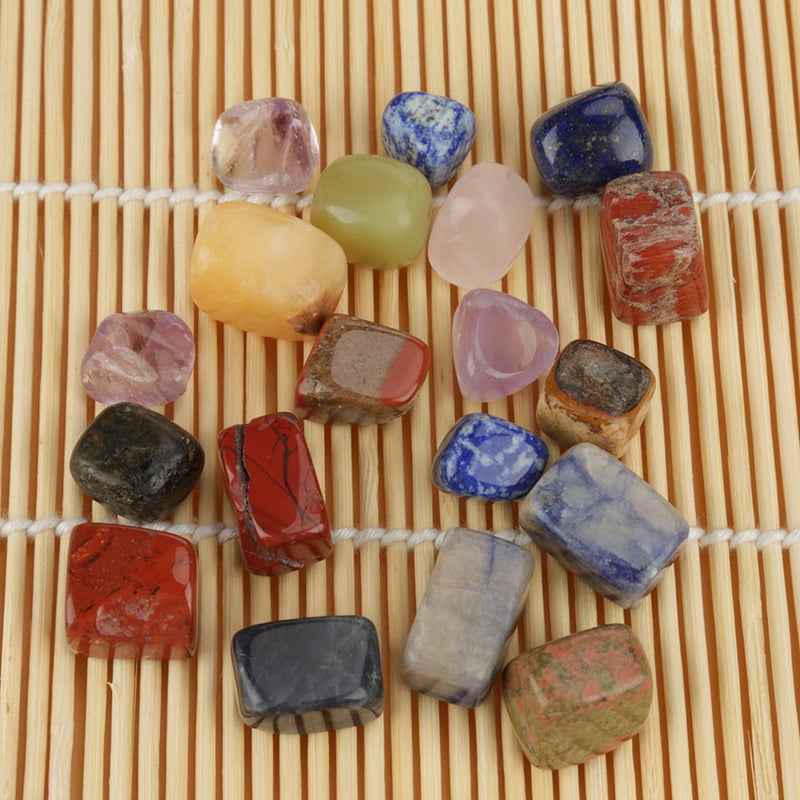 Tumbled Gemstones Polished Square Gemstone 1lb Mixed Chakra Natural Crystal Quartz Rock Lucky Healing Stones, photo 10 of 10