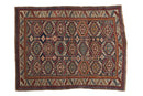 4x5 Vintage Caucasian Square Rug