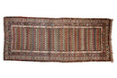 3.5x8.5 Vintage Kurdish Hamadan Rug Runner