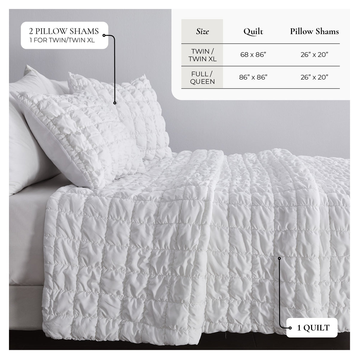 Puff Marshmallow Texture Quilt Set - Marshmallow Collection, photo 4 of 11