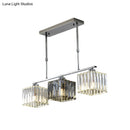 GobekUsa Cube Island Ceiling Light Modern Crystal Shaded Pendant, Chrome Finish - 3/4 Lights, Table Overhead