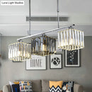 GobekUsa Cube Island Ceiling Light Modern Crystal Shaded Pendant, Chrome Finish - 3/4 Lights, Table Overhead