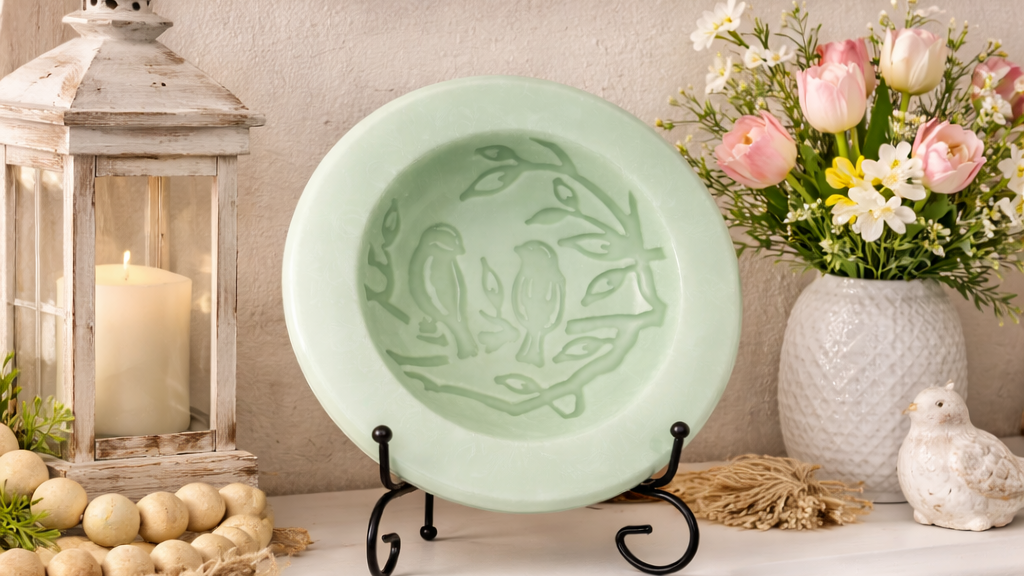 Cucumber Mint Scented Vessel - Birds, installed in a room