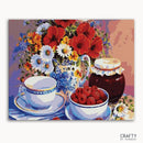 Cup Set With Decorative Flowers