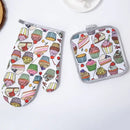 Cupcake print cotton kitchen baking gloves and pot holder set by Decorbites