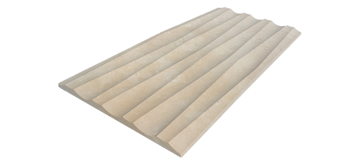 Curved 3D Natural Stone Wall Panel - Handcrafted Ocean Wave Design