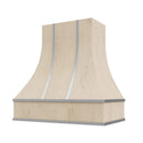 Unfinished Range Hood With Curved Front, Silver Strapping and Block Trim - 30", 36", 42", 48", 54" and 60" Widths Available
