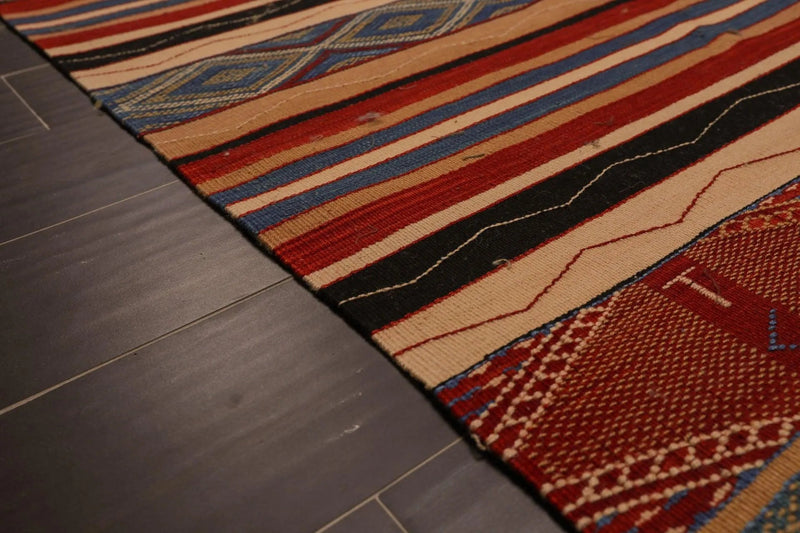 6' x 9' Hand Woven Wool Boho Chic Turksih Kilim Area Rug Red Contemporary