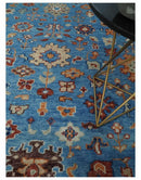 Custom made 11x16.6 Wool Traditional Blue and Ivory Vibrant Colorful Hand knotted Oushak Area Rug | TRD2741 by The Rug Decor