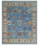 Custom made 11x16.6 Wool Traditional Blue and Ivory Vibrant Colorful Hand knotted Oushak Area Rug | TRD2741 by The Rug Decor
