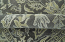 Charcoal Beige Antique Floral Hand-Tufted Premium Wool Area Rug