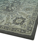 Charcoal Beige Antique Floral Hand-Tufted Premium Wool Area Rug