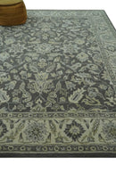Charcoal Beige Antique Floral Hand-Tufted Premium Wool Area Rug