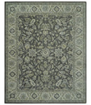 Custom Made Antique Design Charcoal and Beige Traditional Floral Hand Tufted rug