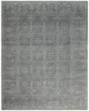 Custom Made Antique Finish Hand knotted Silver and Charcoal Wool Area Rug, Kids, Living Room and Bedroom Rug