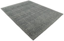 Custom Made Antique Finish Hand knotted Silver and Charcoal Wool Area Rug, Kids, Living Room and Bedroom Rug