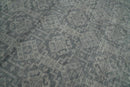 Custom Made Antique Finish Hand knotted Silver and Charcoal Wool Area Rug, Kids, Living Room and Bedroom Rug
