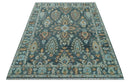 Custom Made Hand Knotted Charcoal and Blue Traditional Oushak Design Wool Rug by The Rug Decor