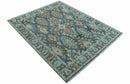 Custom Made Hand Knotted Charcoal and Blue Traditional Oushak Design Wool Rug by The Rug Decor