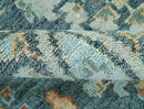 Custom Made Hand Knotted Charcoal and Blue Traditional Oushak Design Wool Rug by The Rug Decor