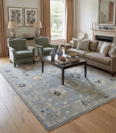 Wool Area Rug - Silver Beige Hand Knotted Traditional Antique by The Rug Decor