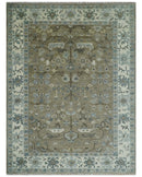 Custom Made Antique look Hand Knotted Beige, Ivory and Silver Oriental Oushak Multi Size Traditional Wool Area Rug