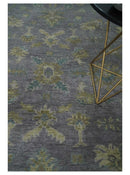 Custom Made Antique look Plum and Brown Hand Knotted Traditional Oushak Wool Area Rug