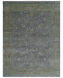 Custom Made Antique look Plum and Brown Hand Knotted Traditional Oushak Wool Area Rug
