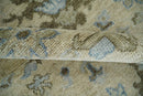 Custom Made Antique Style Beige and Blue Hand knotted Oushak wool Area Rug