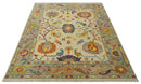 Custom Made Antique Style Beige Colorful Hand knotted Traditional Oushak wool Area Rug