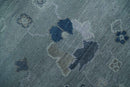 Blue and Silver Antique Style Hand Knotted Oushak Wool Area Rug