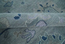 Blue and Silver Antique Style Hand Knotted Oushak Wool Area Rug
