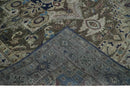 Brown Beige and Blue Wool Area Rug - Hand Knotted Traditional