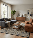 Brown Beige and Blue Wool Area Rug - Hand Knotted Traditional