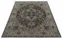 Custom Made Antique Style Brown, Beige and Blue Traditional wool Area Rug