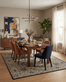 Brown Beige and Blue Wool Area Rug - Hand Knotted Traditional