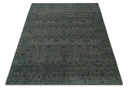 Charcoal Taupe Gray Wool Area Rug - Hand Knotted Antique Design