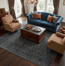 Charcoal Taupe Gray Wool Area Rug - Hand Knotted Antique Design